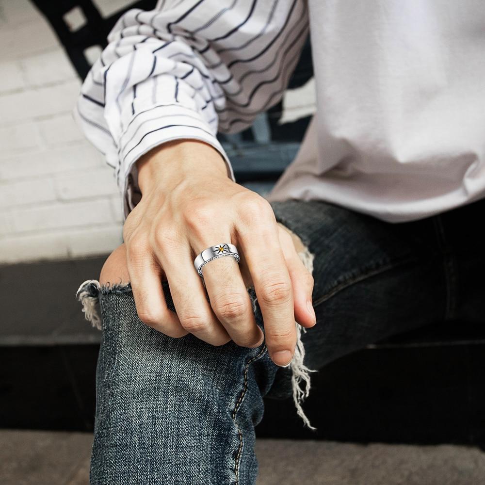 Turkey  New Fashion Men Ring Band Sun Pattern Luxury Titanium Steel Vintage Punk Party Cool Fashion White Finger Ring