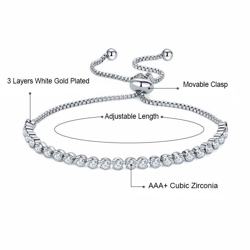 Rhinestone Adjustable Tennis Bracelet