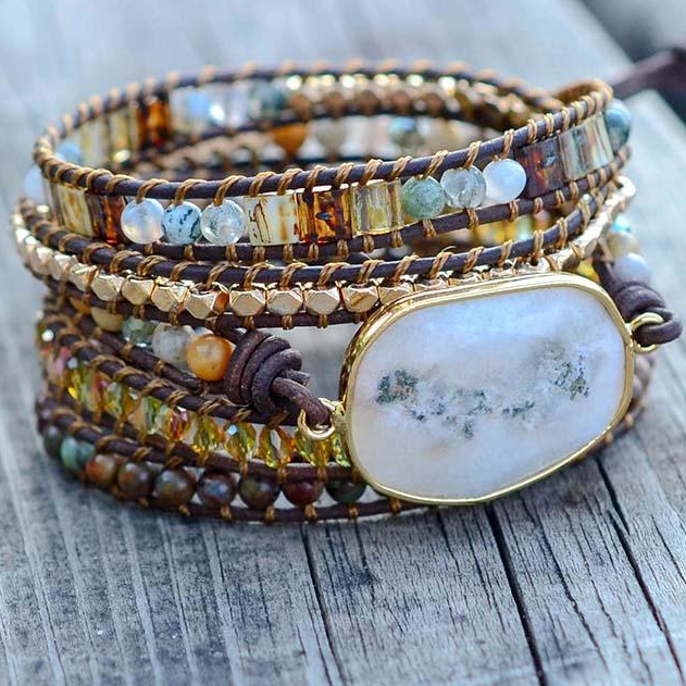 Agate Moonlight Warrior Wrap Bracelet