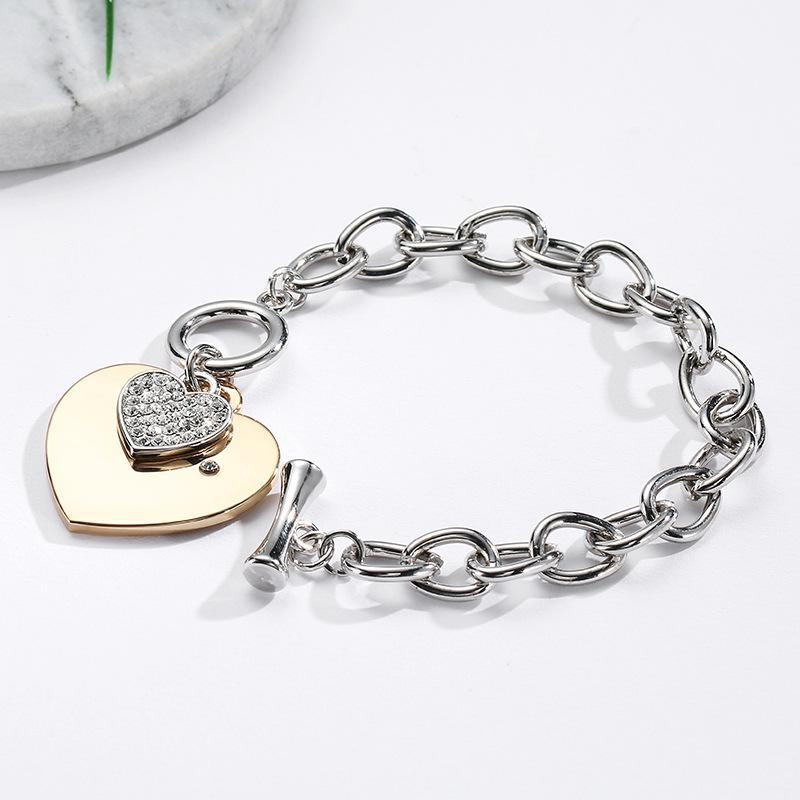 Gold Heart Charm Chain Bracelet
