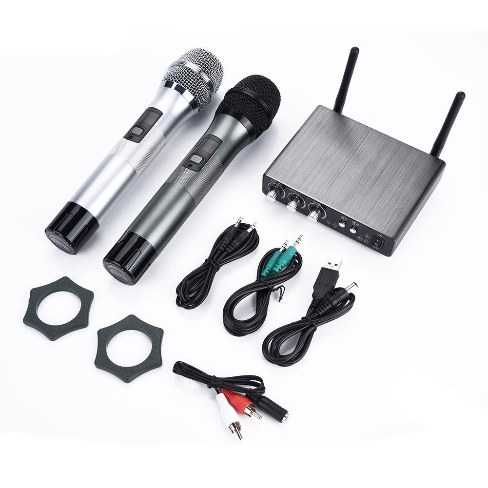 Dual Wireless Bluetooth Karaoke Handheld Microphone Various Frequency with Receiver Box