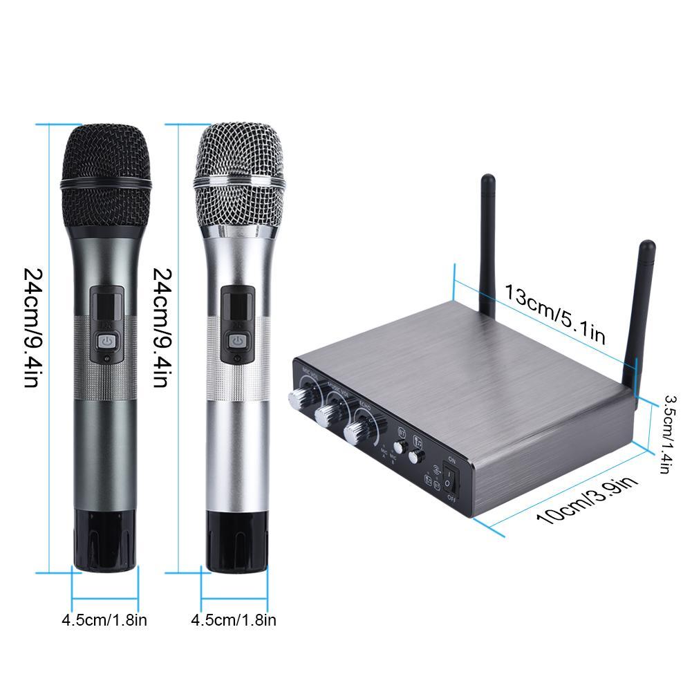 Dual Wireless Bluetooth Karaoke Handheld Microphone Various Frequency with Receiver Box