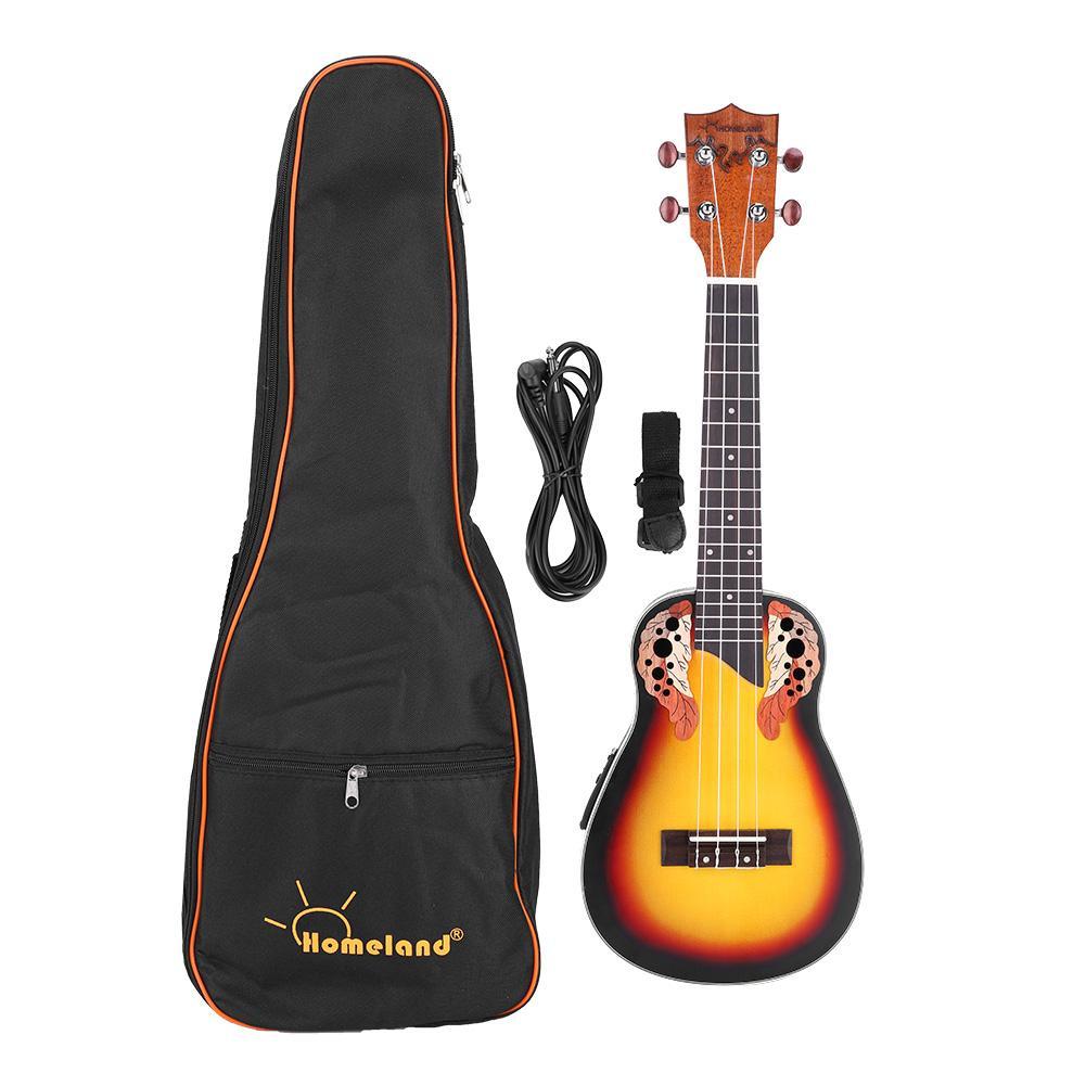 24 Inch EQ Concert Ukulele with Storage Bag Strap Audio Cable