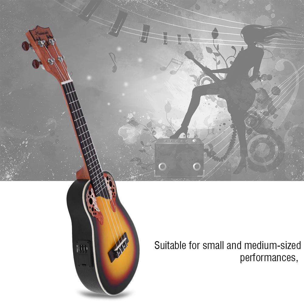 24 Inch EQ Concert Ukulele with Storage Bag Strap Audio Cable