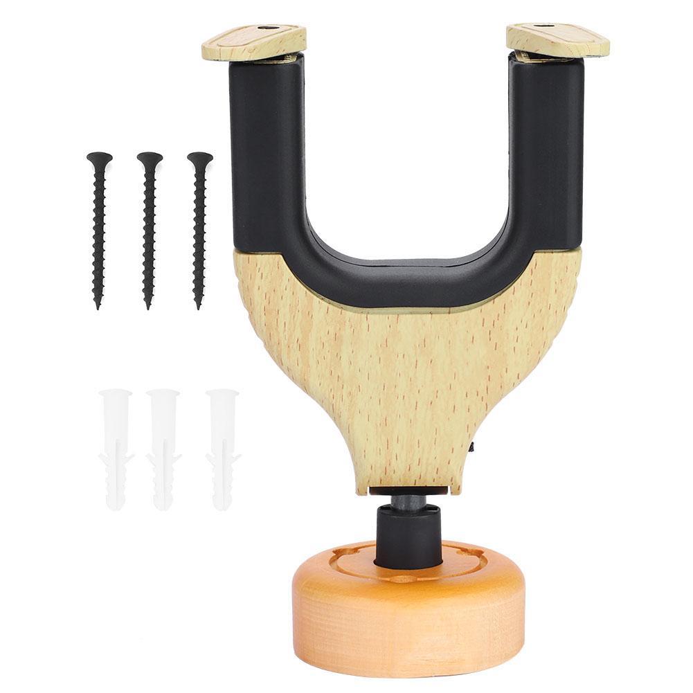 Guitar Wall Mount Hanger Holder Solid Wood Base Plastic Rubber Hook Body