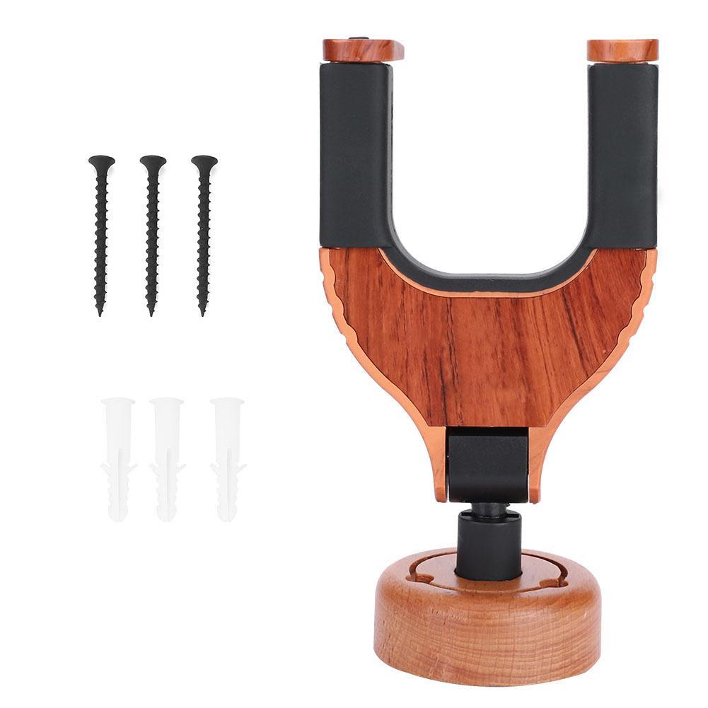 Guitar Wall Mount Hanger Holder Solid Wood Base Plastic Rubber Hook Body