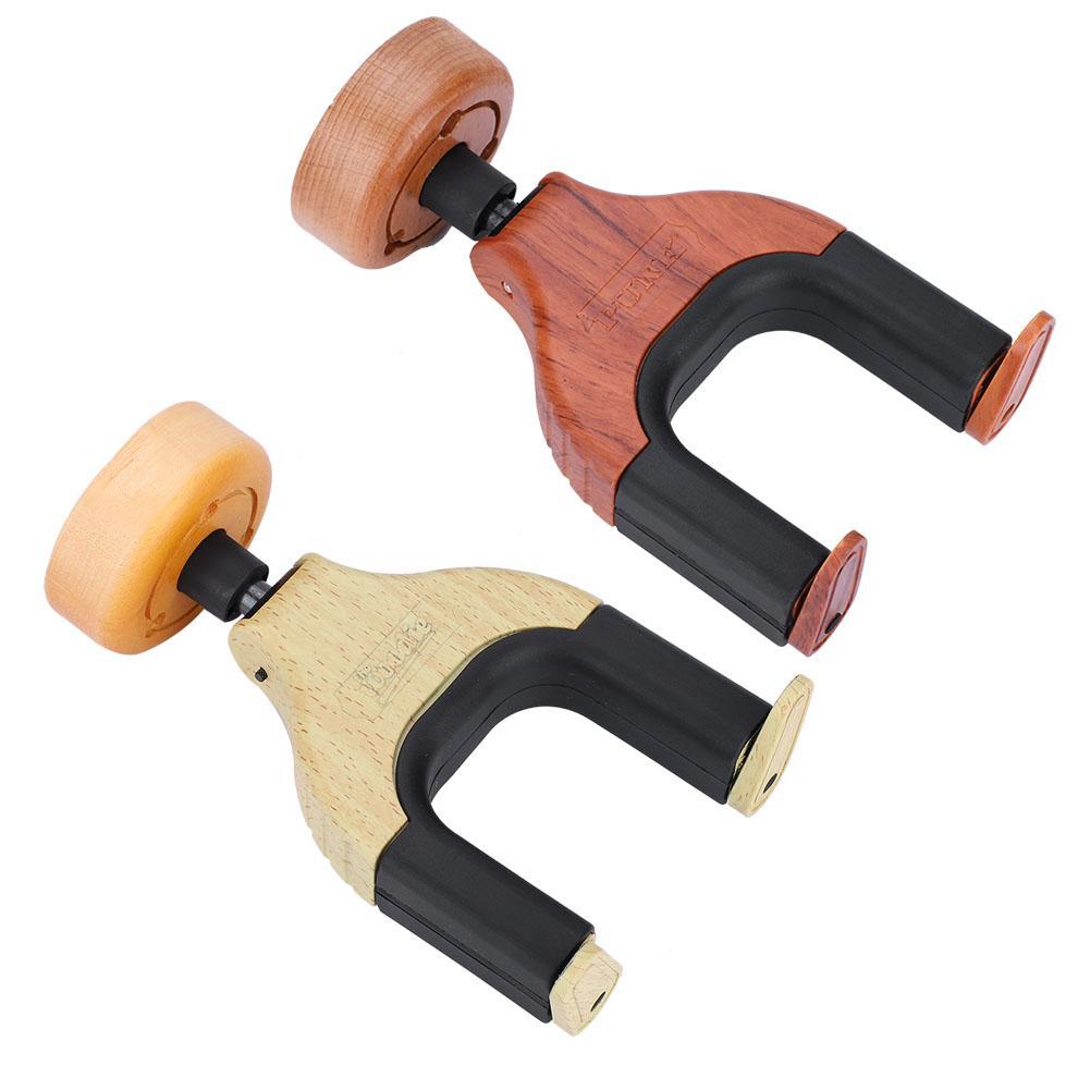 Guitar Wall Mount Hanger Holder Solid Wood Base Plastic Rubber Hook Body