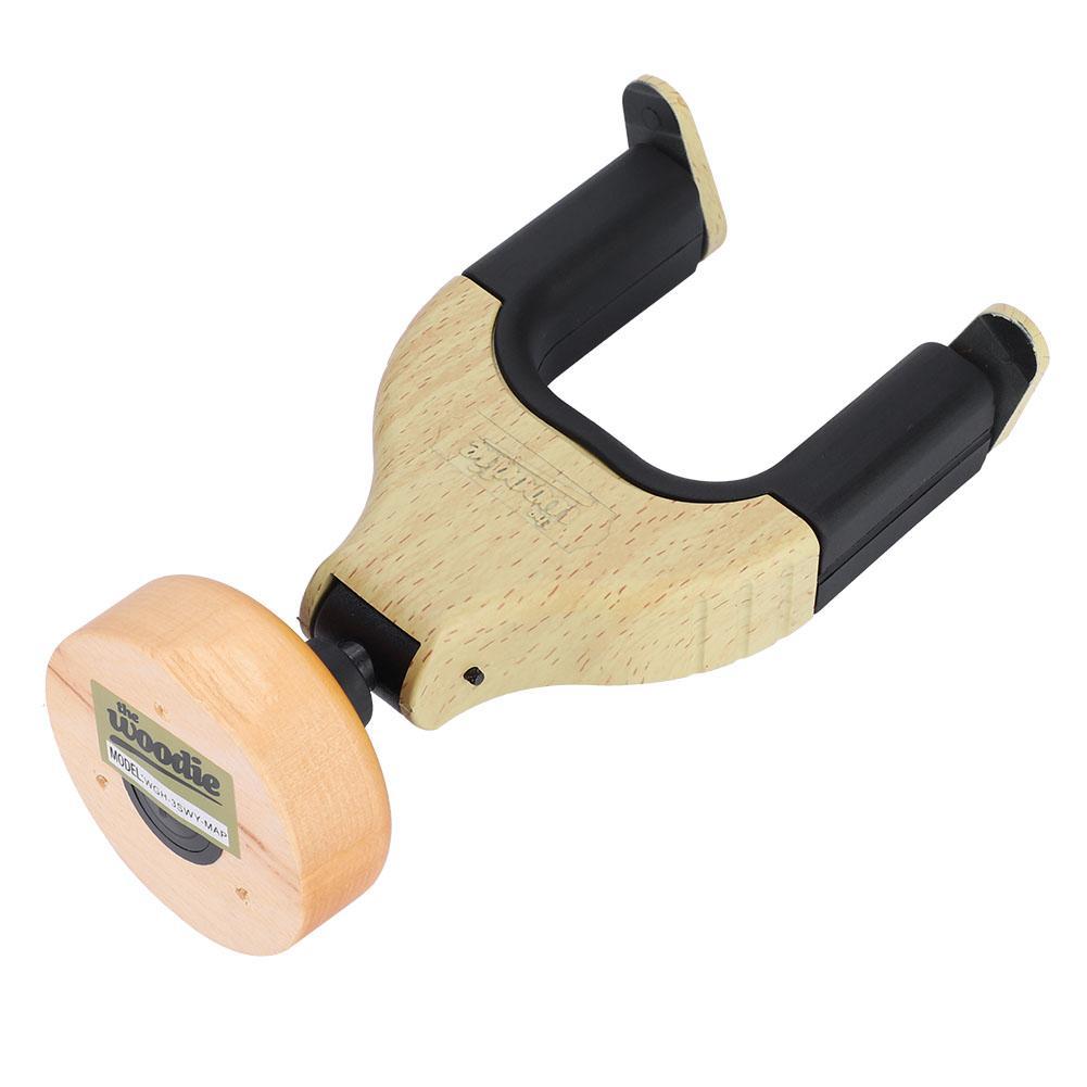 Guitar Wall Mount Hanger Holder Solid Wood Base Plastic Rubber Hook Body