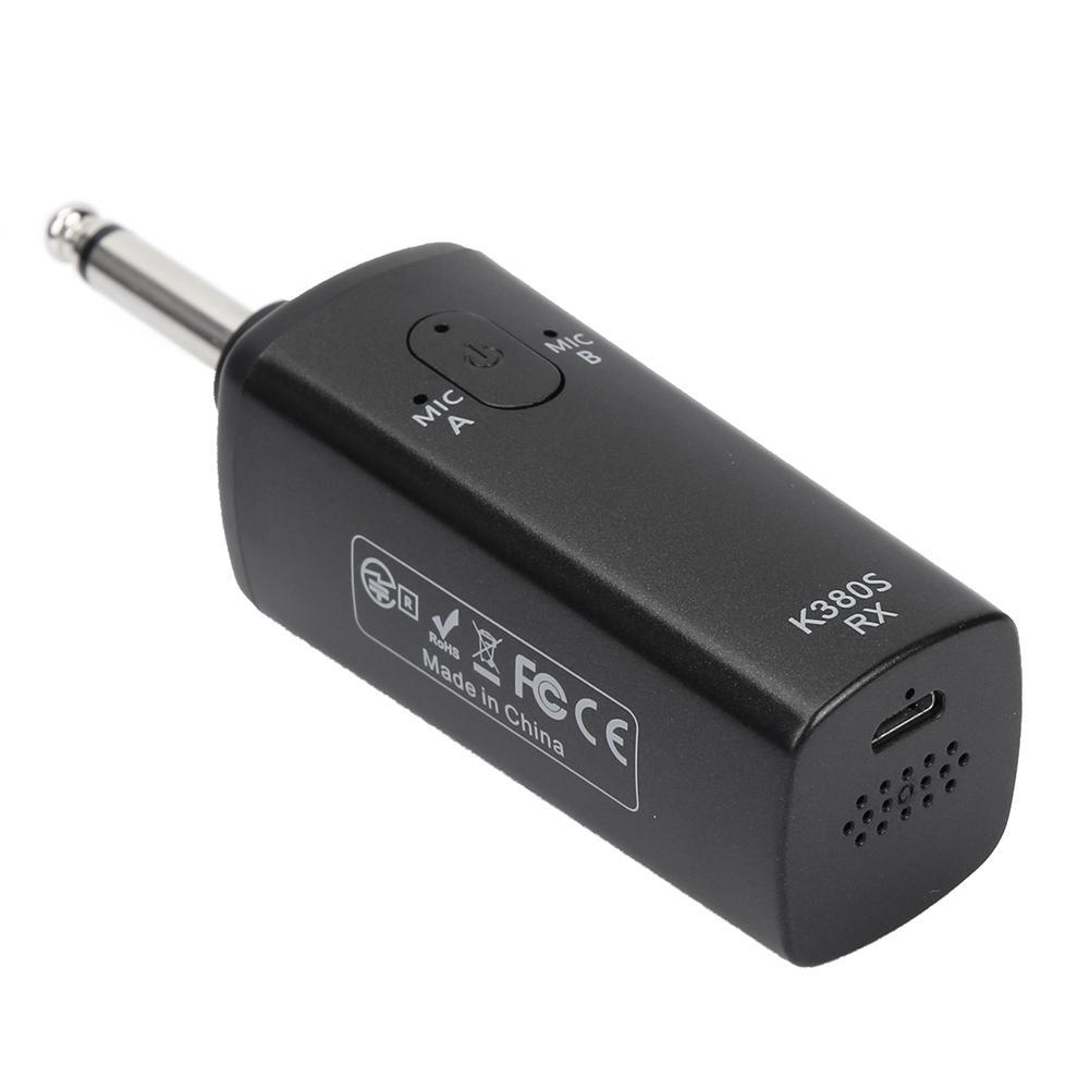 UHF Audio Mic Set Wireless Rechargeable Dual Handheld Microphones Black