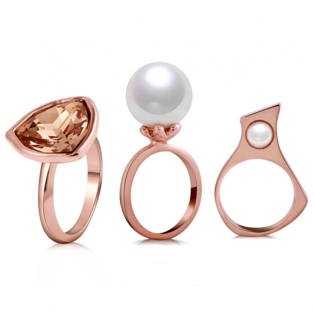 3 Pcs/set Women Alloy Rings Jewelry with Zircon