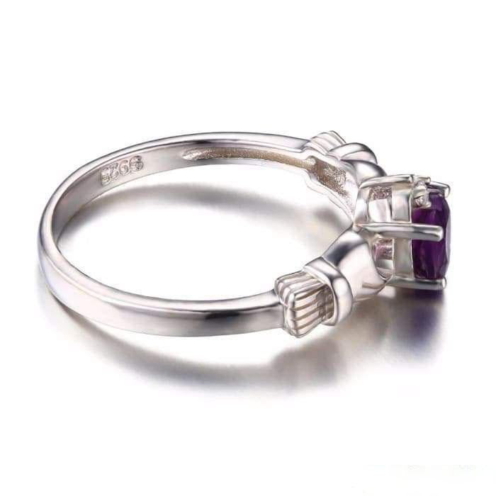 Amethyst and 925 Silver "Love" Ring