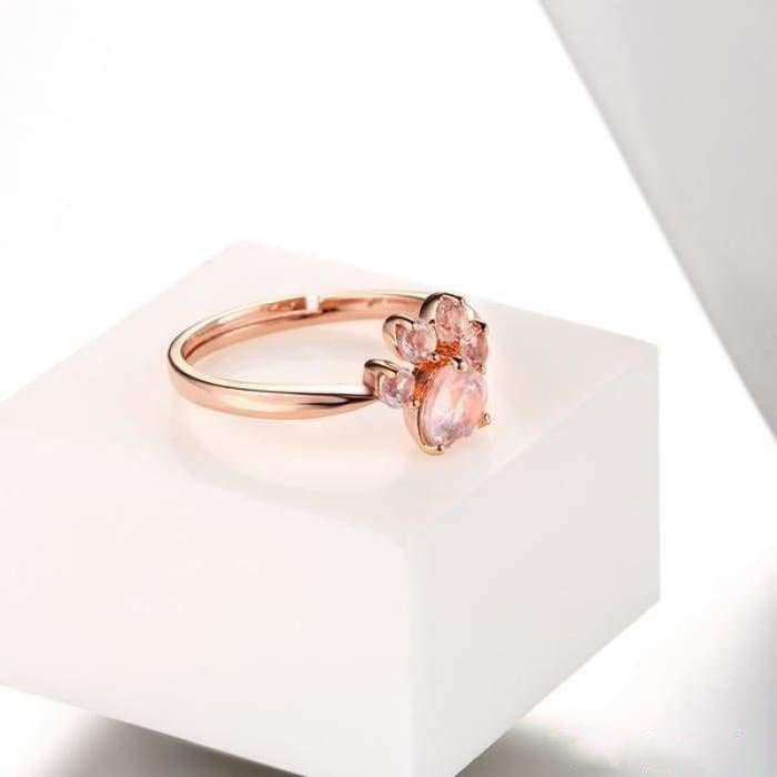 Rose Quartz and 925 Silver "Patte d'Amour" ring