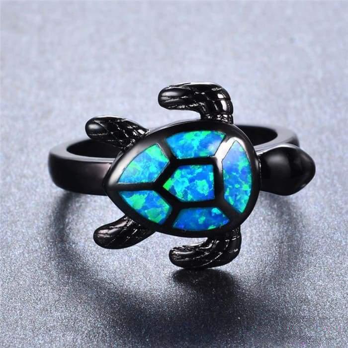 Turtle Ring in Black Opal