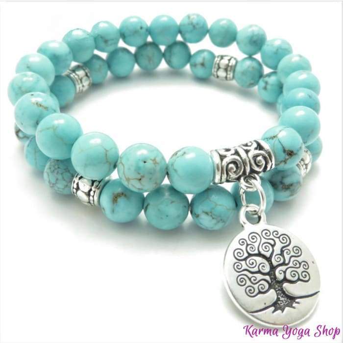 Double "Tree of Life" Bracelet in Turquoise Howlite