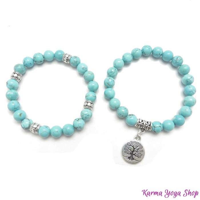 Double "Tree of Life" Bracelet in Turquoise Howlite