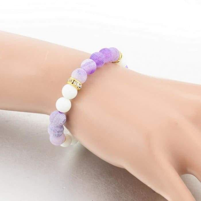 White and Violet Agate Bracelet