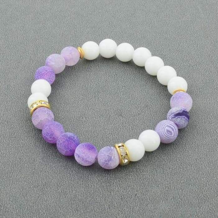 White and Violet Agate Bracelet