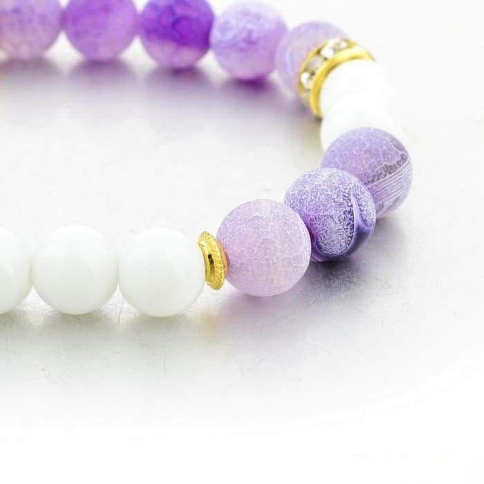 White and Violet Agate Bracelet