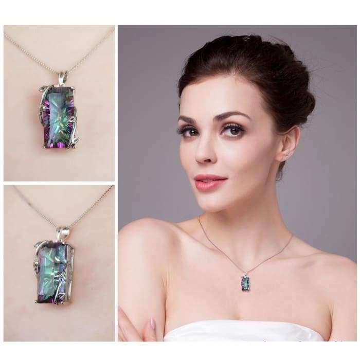 "Creative Expression and Abundance" Pendant in Rainbow Mystic Topaz