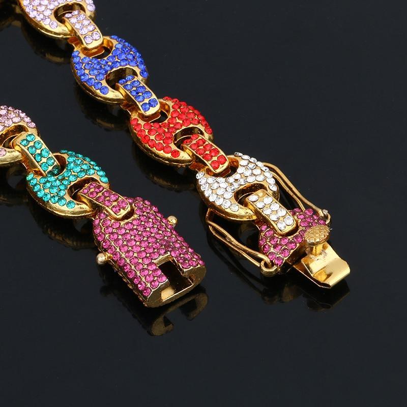 Men's Cuban Link Chain Bracelet- 13mm Chunky Colorful Zircon