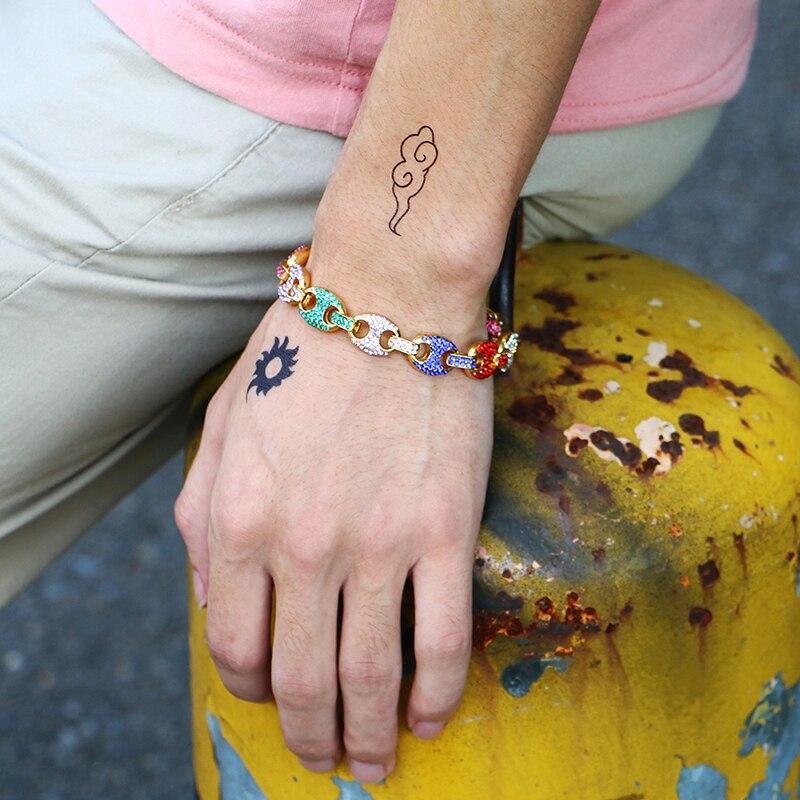 Men's Cuban Link Chain Bracelet- 13mm Chunky Colorful Zircon