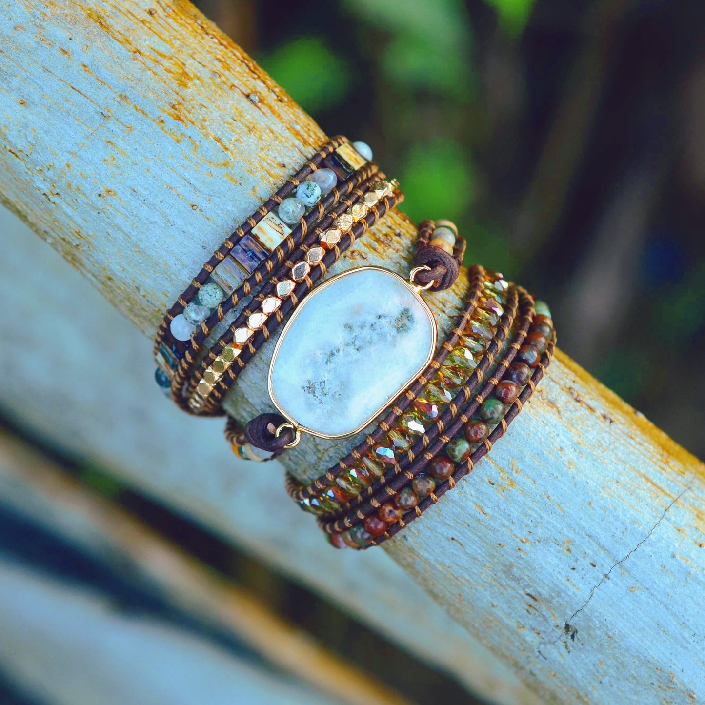 Agate Moonlight Warrior Wrap Bracelet