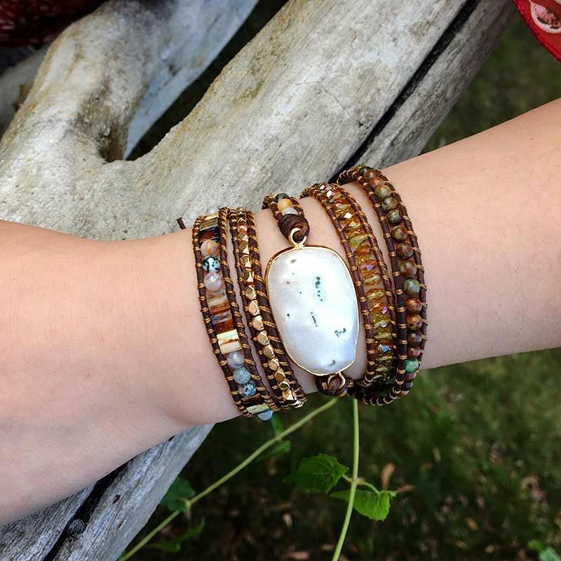 Agate Moonlight Warrior Wrap Bracelet