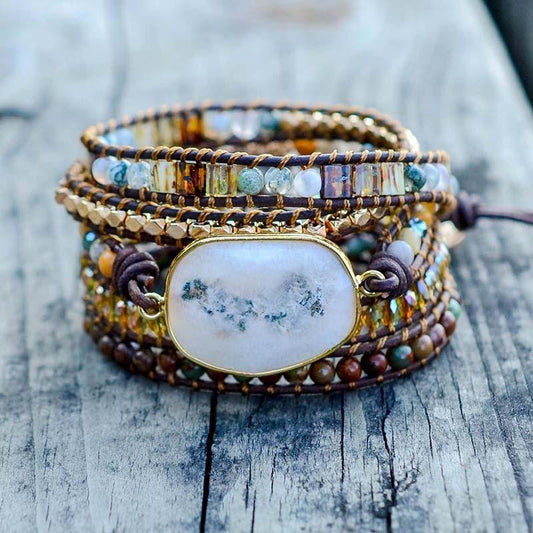Agate Moonlight Warrior Wrap Bracelet