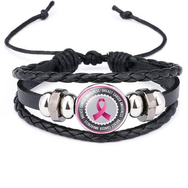 Love,faith,believe and Breast Cancer Awareness Bracelet