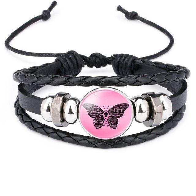 Love,faith,believe and Breast Cancer Awareness Bracelet