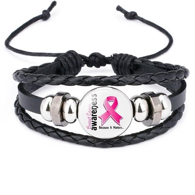 Love,faith,believe and Breast Cancer Awareness Bracelet
