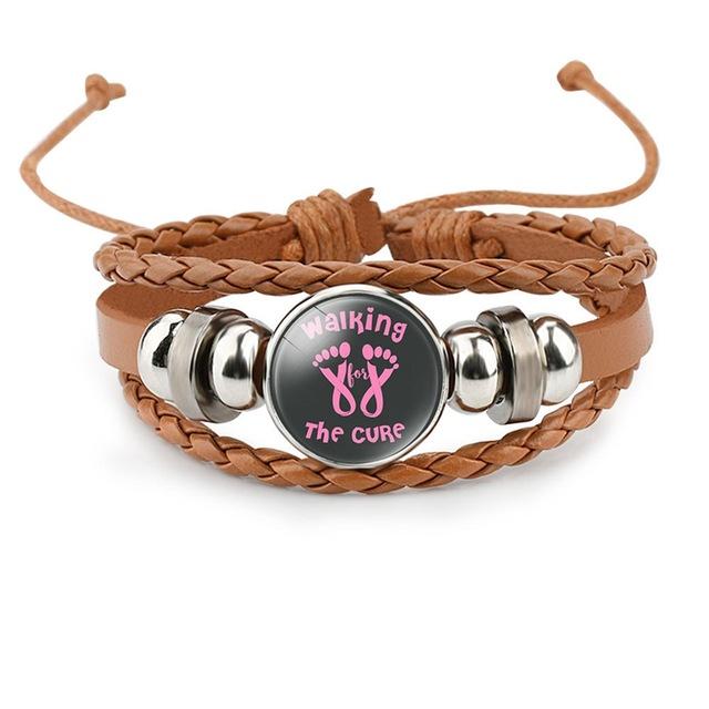 Love,faith,believe and Breast Cancer Awareness Bracelet