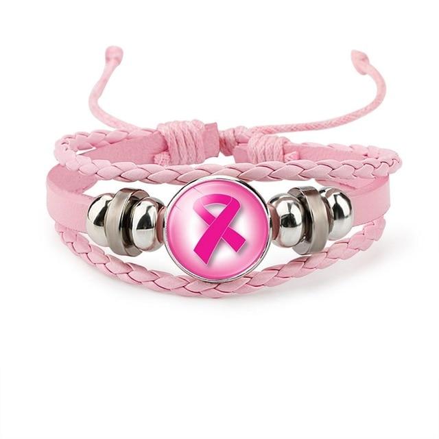 Love,faith,believe and Breast Cancer Awareness Bracelet