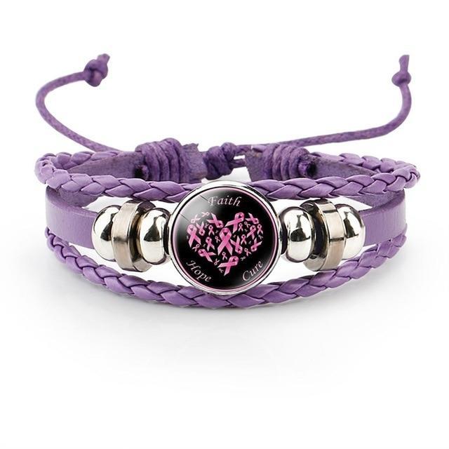 Love,faith,believe and Breast Cancer Awareness Bracelet