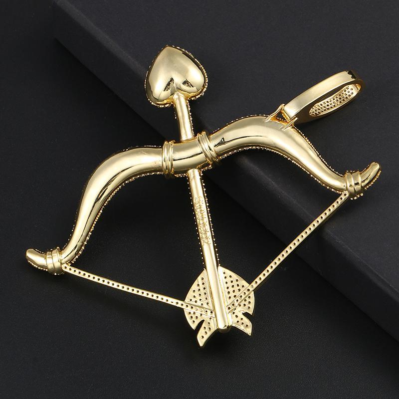Men's Hip Hip Pendant Necklace - Rhinestone Bow Arrow Pendant