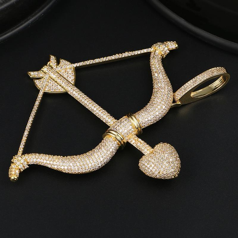 Men's Hip Hip Pendant Necklace - Rhinestone Bow Arrow Pendant