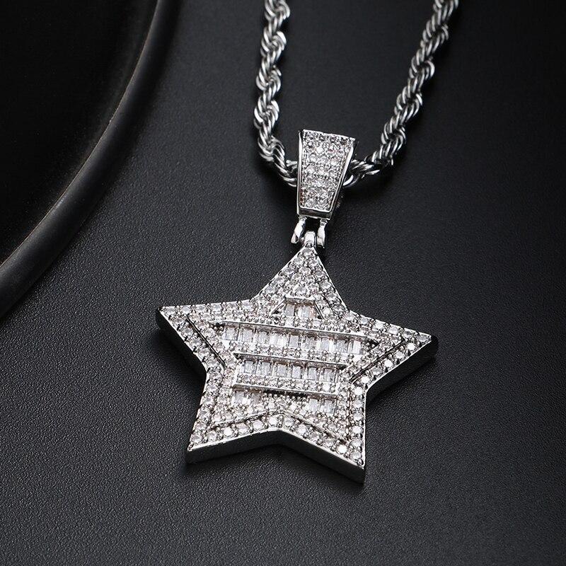 Crystal Star Pendant Necklace- Men's Hip Hop Jewelry