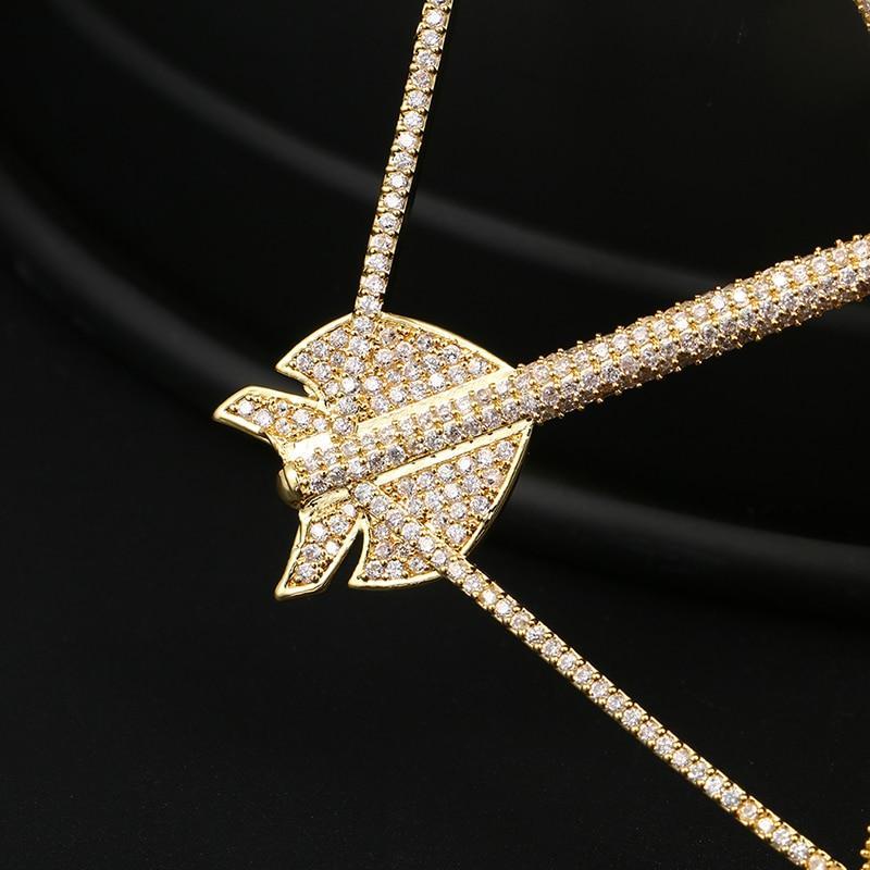 Men's Hip Hip Pendant Necklace - Rhinestone Bow Arrow Pendant