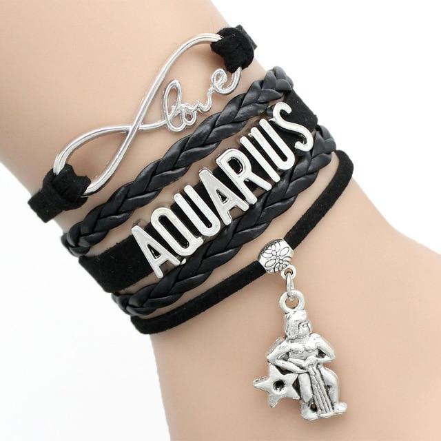 Infinity Love 12 Zodiac Sign Leather Bracelets