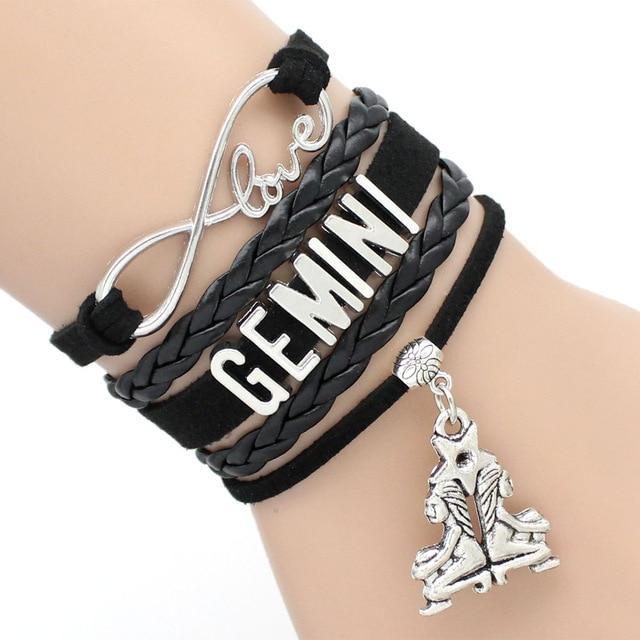 Infinity Love 12 Zodiac Sign Leather Bracelets