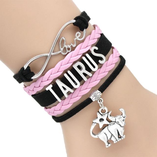 Infinity Love 12 Zodiac Sign Leather Bracelets