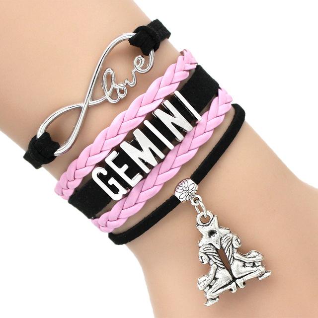 Infinity Love 12 Zodiac Sign Leather Bracelets