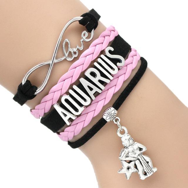 Infinity Love 12 Zodiac Sign Leather Bracelets