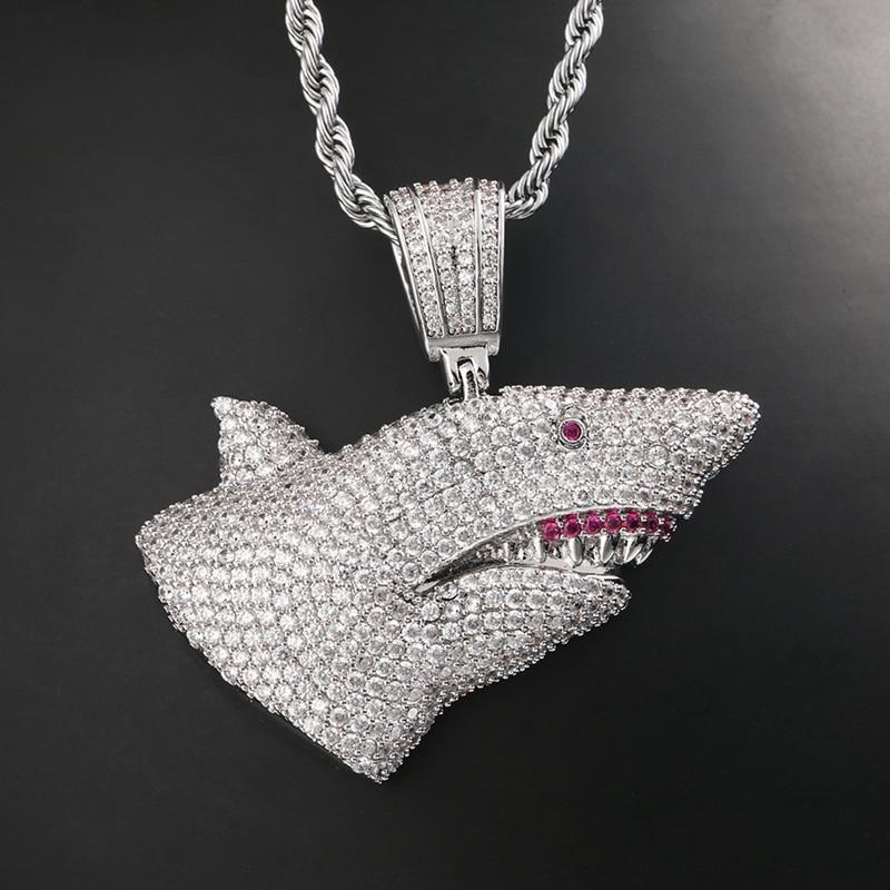 Hip Hop Open Mouth Shark Pendant Necklace
