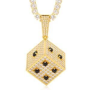 Hip Hop Ice Out Square Dice Pendant Necklace