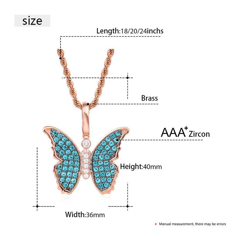 Blue Crystal Butterfly Pendant Necklace