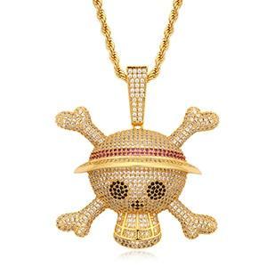 Ice Out Skull Cross Bone Pendant Necklace