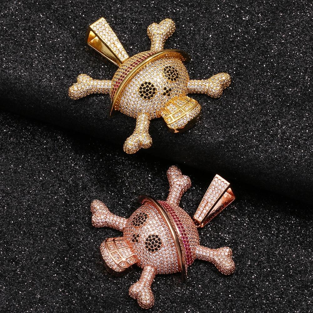 Ice Out Skull Cross Bone Pendant Necklace