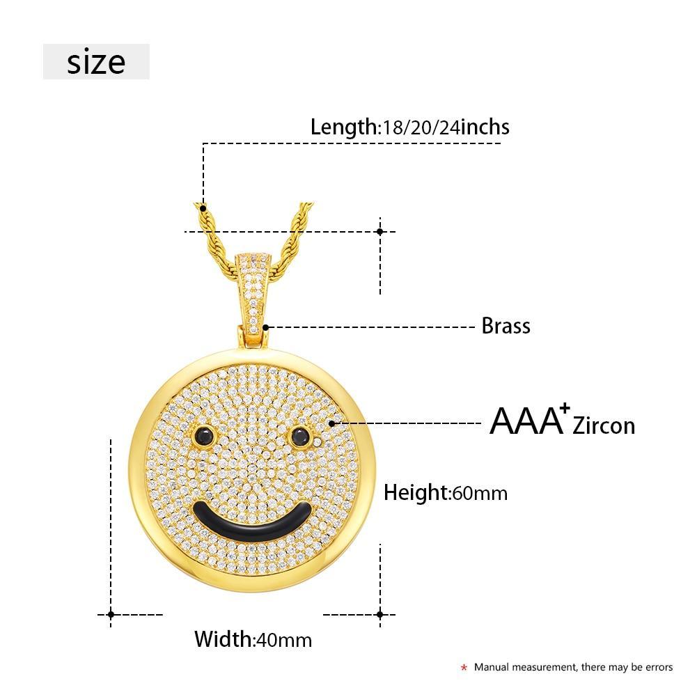Hip Hop Full Of Crystal Smiley Pendant Necklace