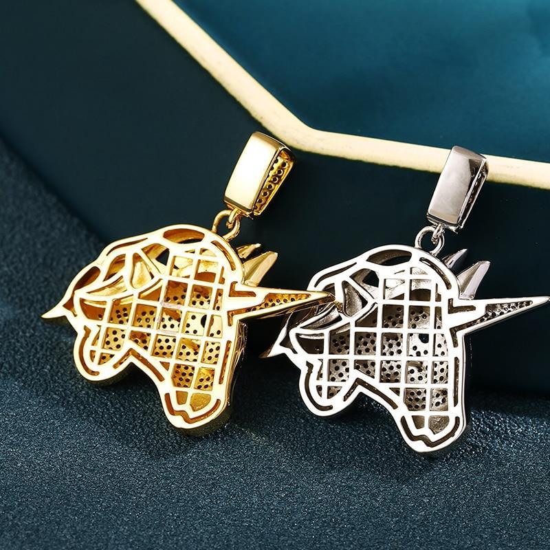 Cute Unicorn Horse Pendant Necklace- Full Of Rhinestone With Blue Eye